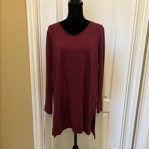 Purejill Luxe Tencel by J. Jill burgundy V-neck Long Sleeve Tunic